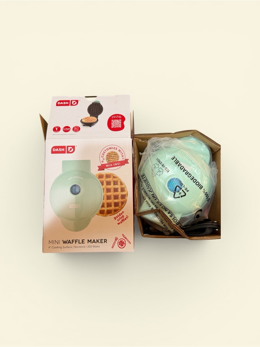 Dash Mini Waffle Maker Aqua 4” Nonstick Electric – New in Box - Picture 2 of 5